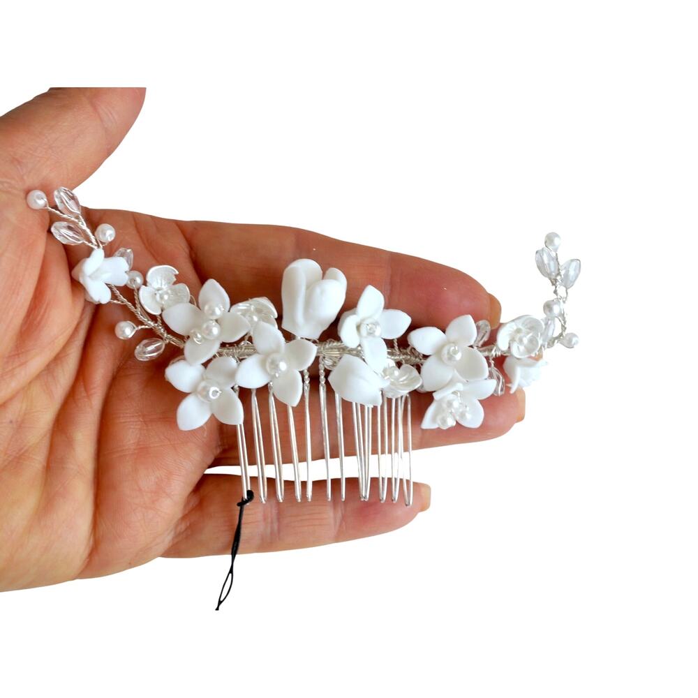 Pearl Floral Hair Piece Bridal Hair Comb Wedding Hair Accessory